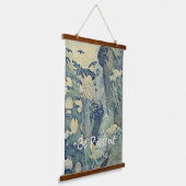 Meditation Spirituelles Gebet Frau Blau Wandteppich Mit Holzrahmen (Gewinkelt)