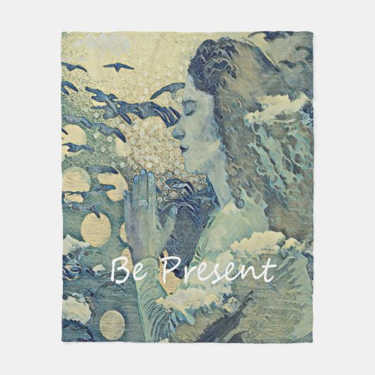 Meditation Spirituelles Gebet Frau Blue Sleep Fleecedecke (Vorderseite)