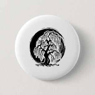 Meditation Trauerweide Baum Mindfulness Buddhismus Button