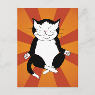 Meditation Tuxedo Kitty Postcard Postkarte