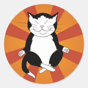 Meditation Tuxedo Kitty Stickers