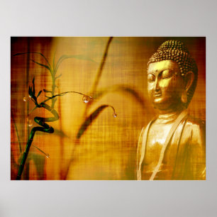 Meditation und Bambus Poster