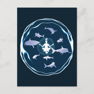 Meditation unter Wasser Schwimmen mit Haien Postkarte