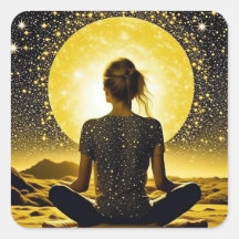 Meditation von Frauen mit Vollmond an der Sternenn