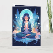 Meditation von Yoga Moon Clouds Celestial Birthday Karte (Rückseite)