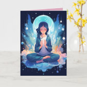 Meditation von Yoga Moon Clouds Celestial Birthday Karte (Gelbe Blume)