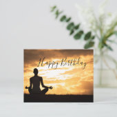 Meditation Yoga Silhouette Happy Birthday Card Postkarte (Stehend Vorderseite)