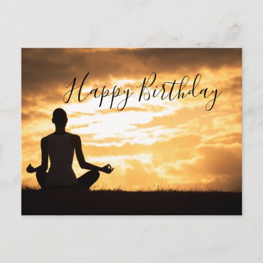 Meditation Yoga Silhouette Happy Birthday Card Postkarte (Vorderseite)