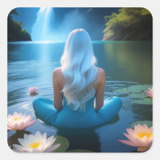 MEDITATION -YOGA - WELLNESS - CARPE DIEM QUADRATISCHER AUFKLEBER (Vorderseite)