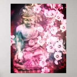 *~* Meditation Zen Buddha Meditat Blume Rosa Poster