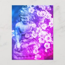 *~* Meditation Zen Buddha Meditat Floral Aqua Postkarte