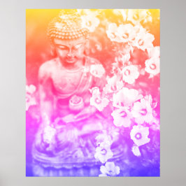 *~* Meditation Zen Buddha Meditat Floral Bold Poster