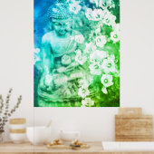 *~* Meditation Zen Buddha Meditat Floral Ombre Poster (Küche)