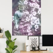 *~* Meditation Zen Buddha Meditate Floral Lavender Poster (Heimbüro)