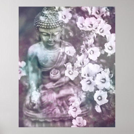 *~* Meditation Zen Buddha Meditate Floral Lavender Poster (Vorne)