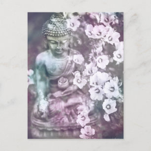 *~* Meditation Zen Buddha Meditate Floral Lavender Postkarte