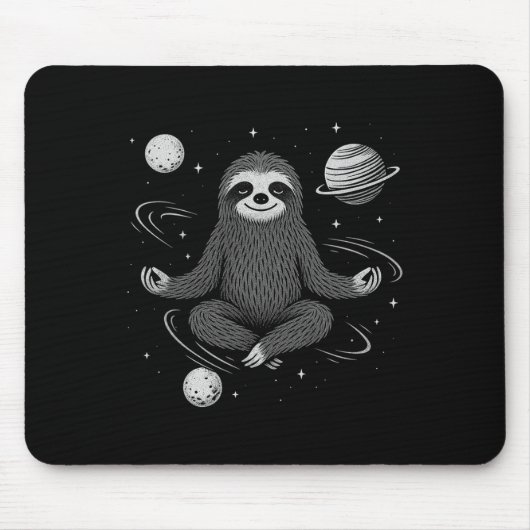Meditation Zen Faultier Im Weltraum Namaste Friede Mousepad (Vorne)