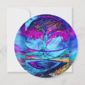Meditations-Baum des Lebens in Lila Einladung (Rückseite)