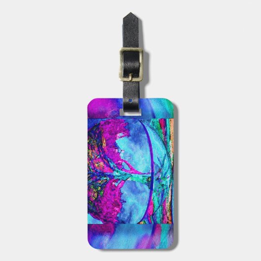 Meditations-Baum des Lebens in Lila Gepäckanhänger (Vorderseite vertikal)