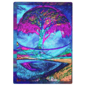 Meditations-Baum des Lebens in Lila Klemmbrett (Rückseite)