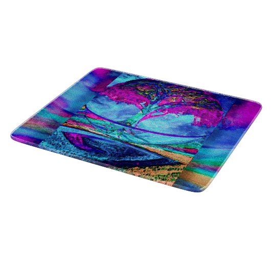 Meditations-Baum des Lebens in Lila Schneidebrett (Ecke)