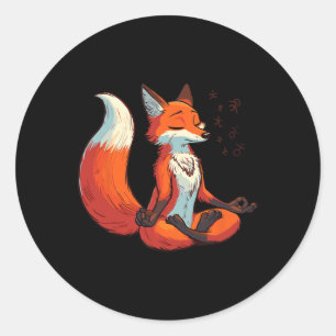 Meditations-Fuchs-Yogahaltung Entspannendes Tier  Runder Aufkleber