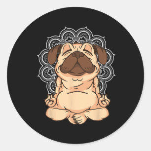 Meditations-Mops-Hunde Buddha Zen Yoga-Lehrer Mops Runder Aufkleber