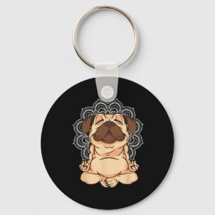 Meditations-Mops-Hunde-Buddha-Zen-Yoga-Lehrer-Mops Schlüsselanhänger