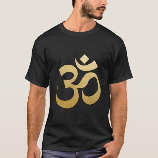 Meditations-Symbol-Yoga-Imitat-Goldfolie OM T-Shirt (Vorderseite)