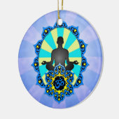 Meditations-Yoga-Om, -BLAU und -GELB Keramik Ornament (Links)