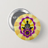Meditations-Yoga-Om, lila und gelb Button (Vorne & Hinten)