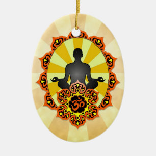 Meditations-Yoga-Om, -orange und -GELB Keramikornament