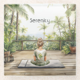 Meditations-Yoga-Ruhe Frau Glasuntersetzer