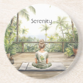 Meditations-Yoga-Serenität Frau Getränkeuntersetzer