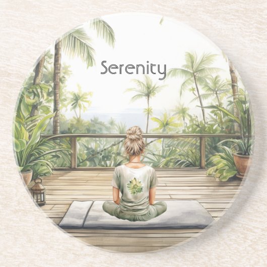 Meditations-Yoga-Serenität Frau Getränkeuntersetzer (Vorne)