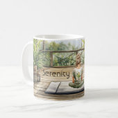 Meditations-Yoga-Serenität Frau Kaffeetasse (Vorderseite Links)