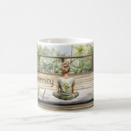 Meditations-Yoga-Serenität Frau Kaffeetasse