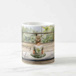 Meditations-Yoga-Serenität Frau Kaffeetasse