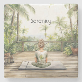 Meditations-Yoga-Serenität Frau Steinuntersetzer