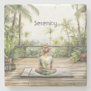 Meditations-Yoga-Serenität Frau Steinuntersetzer