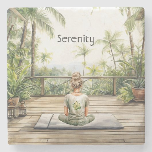 Meditations-Yoga-Serenität Frau Steinuntersetzer (Vorderseite)