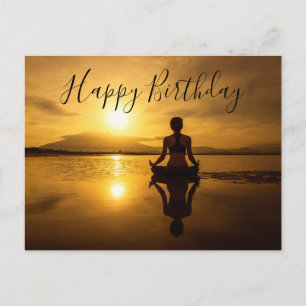 Meditations-Yoga-Silhouette Frohe Geburtstagskarte Postkarte