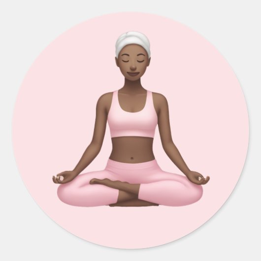 Meditationsfrau Emoji - Friedliche Yoga Pose Kunst Runder Aufkleber (Vorderseite)
