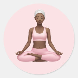 Meditationsfrau Emoji - Friedliche Yoga Pose Kunst Runder Aufkleber