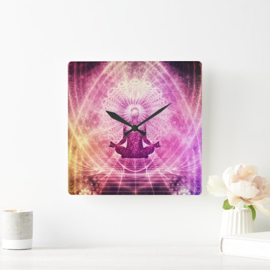 Meditationsgesetz Attraction Chakra Quadratische Wanduhr (Zuhause)
