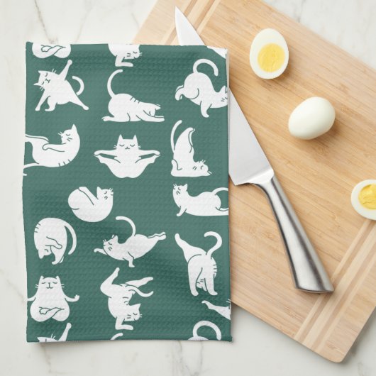 Meditationskatze in Yoga Posen Küchentuch (Viertel Falte)