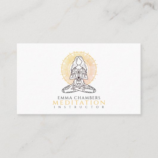 Meditationslehrer Lotus Pose Gold Mandala Visitenkarte (Vorderseite)