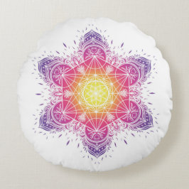 Meditationspilze | Mandala | Metatron Rundes Kissen