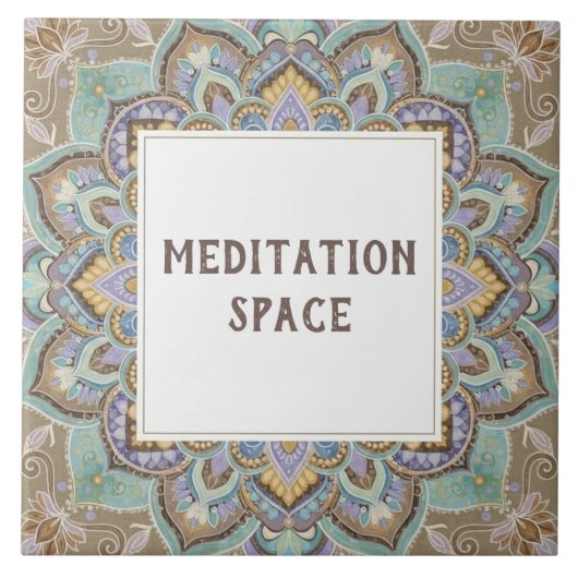 Meditationsraum-Schild mit Mandala Fliese (Vorderseite)