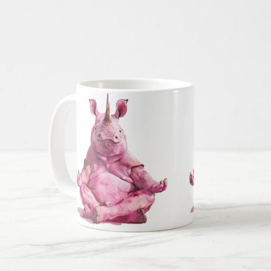 Meditationsrosa Rhino Kaffeetasse (Vorderseite Links)
